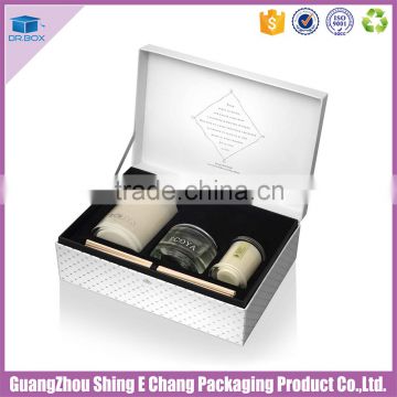 Wholesale rectangle shape custom design cardboard print candle gift box with insert holder