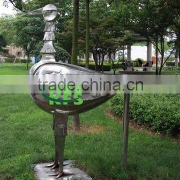 Stainless steel garden duck sculpture