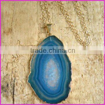 NE2140 Fashion Agate Geode Slice pendant necklacce,Fashion Chunky Necklace 2013