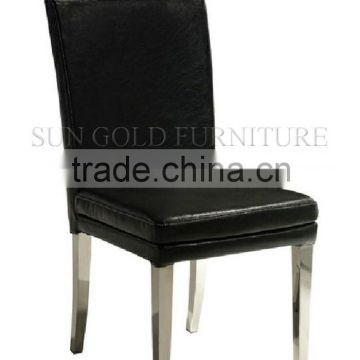 Modern stainless steel foot leather dining chair (SZ-DC062)