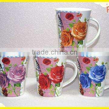 2016 wholesale fresh flower ceramic coffee mug christmas