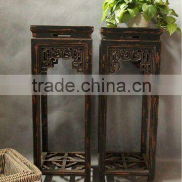Chinese antique wooden black flower table