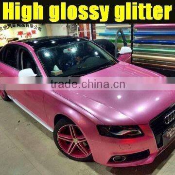 High Glossy Pink Glitter Vinyl 1.52*20m