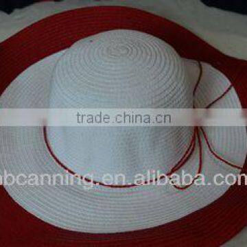 new design women wide brim straw beach hat with rope for decoration