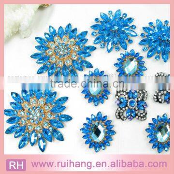 Custom Wholesale Turquoise Teal BLUE Crystal Rhinestone Brooch Wedding Bouquet Brooch                        
                                                Quality Choice