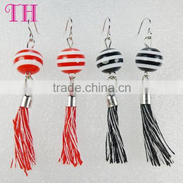 custom design earring hook lovely tassel resin double ball shaped round earring designs for girls