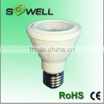 110V/230V 7w E27 63*84mm Aluminum+plastic PAR20 COB LED par spot lamps
