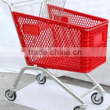 Selling Beautiful standard 100L plastic shopping trolley,color can be customized