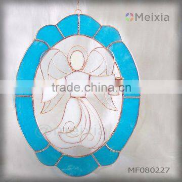 MF080227 china wholesale tiffany style decoration glass angel wall hanging panel for home decor