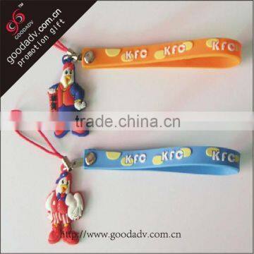 Customized promotional rubber mobile phone strap/ soft pvc mobile phone strap