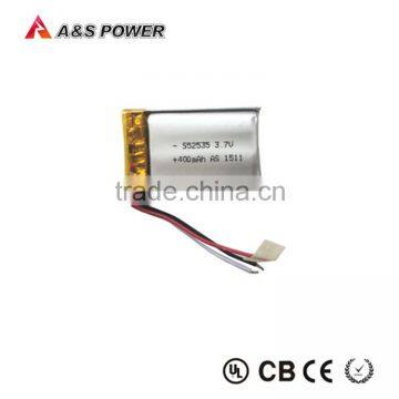 552535 Lipo rechargeable 3.7v 400mah li-ion battery for bluetooth headphone