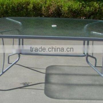 Patio steel frame with umbrella hole dining table glass table