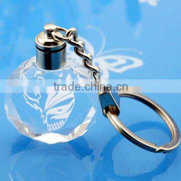 Hot design 3d led light crystal keychain