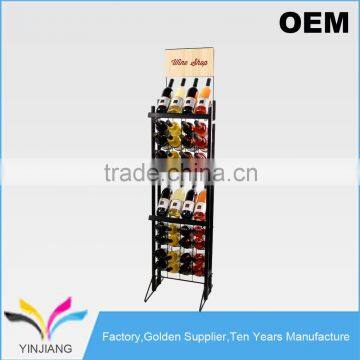Supermarket Supply Metal Flooring 40 Bottle Wine Tower Stack for Wine Glass Holder photo-2