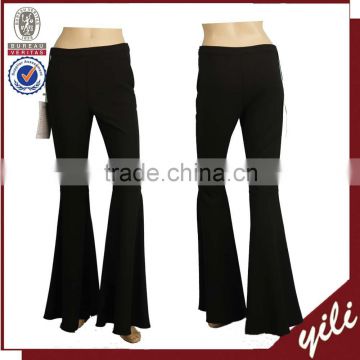 High waist wide leg ladies formal flare pant elastic black flare pant