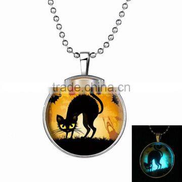 Halloween festival jewelry wholesale black cat pendant necklace