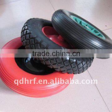 4.00-8/400-8 colourful flat free wheels ,PU foam tubeless for wheel barrow                        
                                                Quality Choice