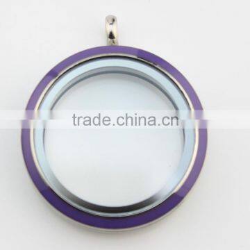 hot selling 316L stainless steel colored screw enamel large floating charms locket 30mm