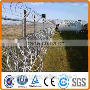 Crossed Sharp razor wire fence panel