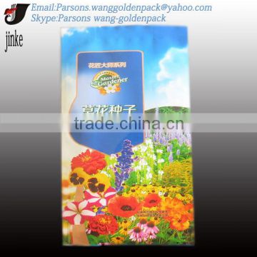 Quad-seal pouch with colorful printing / High quality laminated flower seed bag