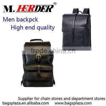 MK281 High end quality black genuine leather fashion man backpack