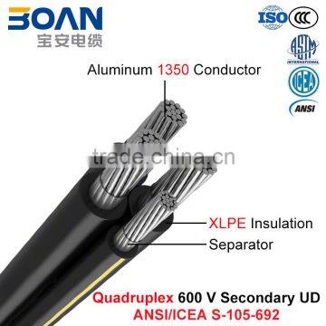 Quadruplex Secondary UD, 600 V building Cable, Al/XLPE (ANSI/ICEA S-105-692)