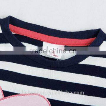 (F4289) Nova t Shirts Striped Girl Clothes 2-6Y Fashion Fancy Clothes Animal Applique Manufacturer T-shirts Children t Shirt photo-3