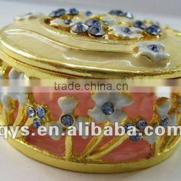 Decorative Jeweled Metal Trinket Box