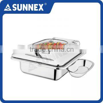 Sunnex Professional Stylish Highly Polished Stainless Steel Half Size 4.5 ltr / 4.7 U.S. Qt Induction Chafing Dish