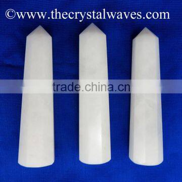 White Agate /Aventurine wholesale Pencil 6 to 8 Facets Single Terminated Point Khambhat Gujarat India crystal waves