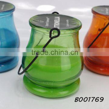 Pot-bellied glass jar with sprayer outside 3% citronella scent wax Halloween lantern candle