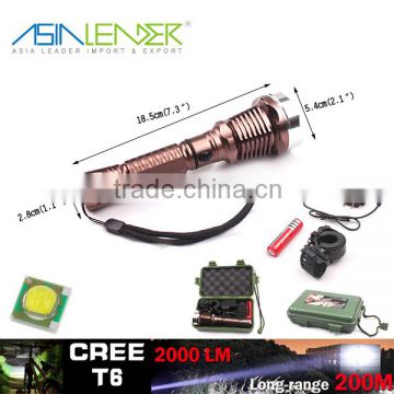 Aluminium T6 10W 2000 Lumen Super Bright Police LED Flashlight