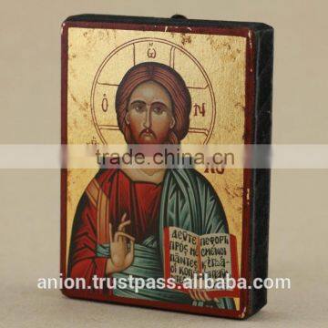 Greek & Russian Orthodox Small Wooden Icon. Christ Pantocrator