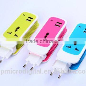 New European Standard Dual USB Mobile Phone Charger Adapter 3in1 2.1A 2A 3A Output