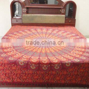 RT-639 Flower Printed Tapestry Wall Throws Indian decor Art Sanganeri Screen Print Bedspread Jaipur