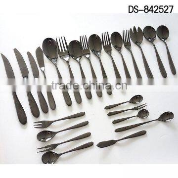 High quality black titanium design with cloth wheel light cutlery set