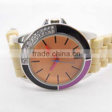 Designer Japanese quartz alloy case silicone band watches