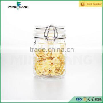500ml glass storage jar,round glass jar with clamp lids
