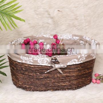 handmade maize basket flat knitting corn rope rattan storage basket set of 3