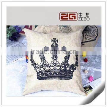Latest Design Crown Pattern Linen Cushion Cover