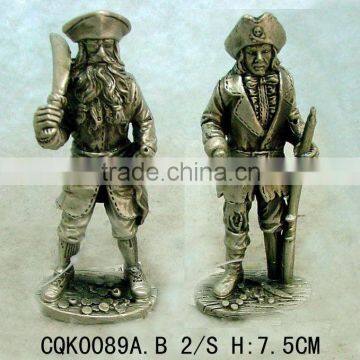 Antique Soldier Statues, Novelty Pewter Medieval Soldier