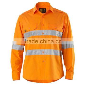 cheap wholesale men's 100% Cotton Ripstop HI VIS reflective work shirt