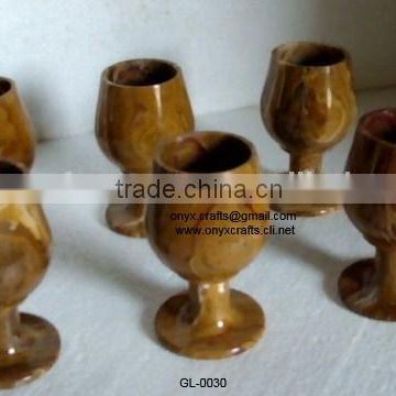 Brown Onyx Wine Glass Set of 6pc in cheap price