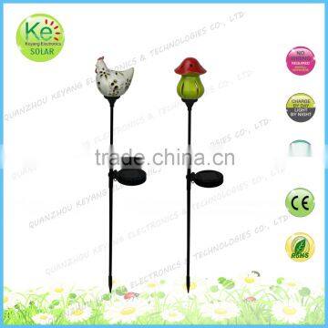 Ceramic animal cock and mushroom garden court LED light stake