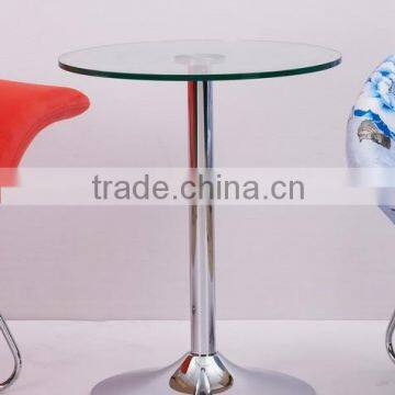 Round tempered glass coffee table with chrome leg (NS1103B)