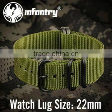 Infantry Luxury Zulu 22mm Army Green Nylon Watch Bands photo-2