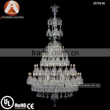 96 Light Baccarat Style Big Crystal Chandelier for Interior Decoration