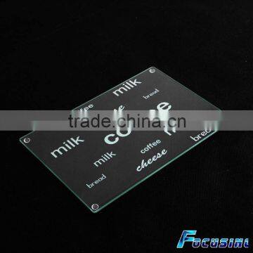 Words silk screen tempered glass bread cutting board