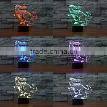 3D Optical Lamp Dinosaur Style Night Light 7 RGB Light Colors 10 LEDs AA Battery or DC 5V Mixed Lot