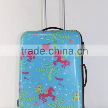 Shinny printed designing colorful figures ABS+PC trolley luggage case